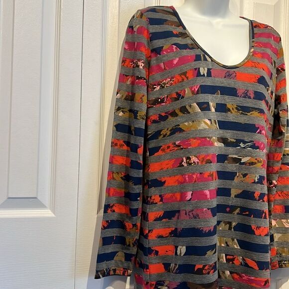 Trina‎ Turk Milana Floral Stripe Long Sleeve Lined Dress Size M - Picture 4 of 12